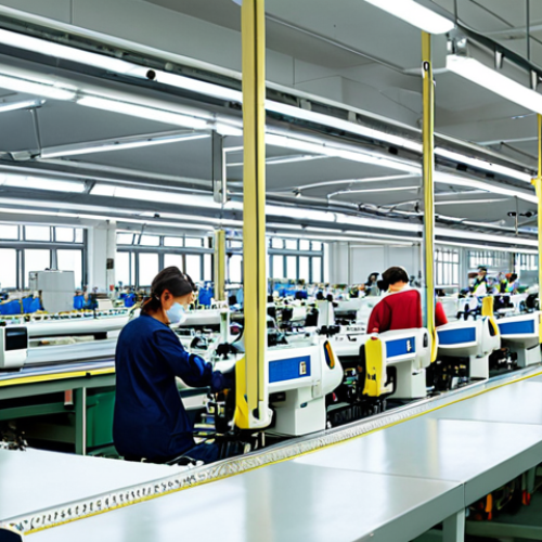 Home 11 **
A modern textile factory interior. Automated cutting and sewing machines are in operation. Workers are present, interacting with the machines, looking engaged and trained. The overall atmosphere is clean, well-lit, and efficient, representing increased productivity and improved working conditions due to automation.
**