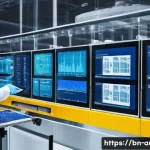 Home 22 공장자동화 부품 선정 가이드 - **Prompt 1: Advanced AI-driven Manufacturing Floor**
"A clean, brightly lit, high-tech manufactu...