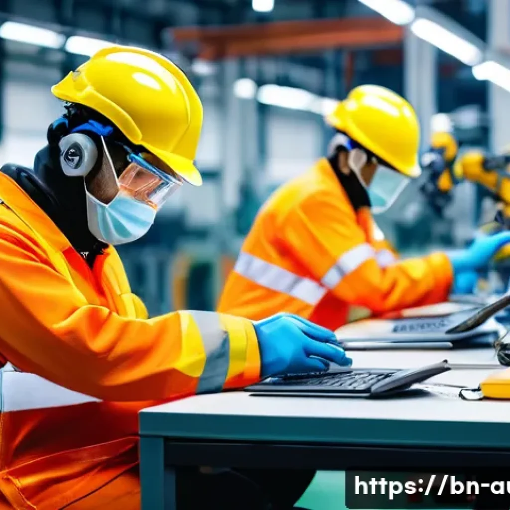 공장자동화 설비 설치 과정 - A modern industrial factory interior showcasing advanced automation technology installation, featuri...