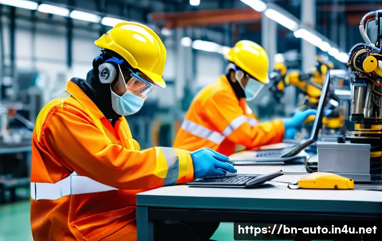 공장자동화 설비 설치 과정 - A modern industrial factory interior showcasing advanced automation technology installation, featuri...