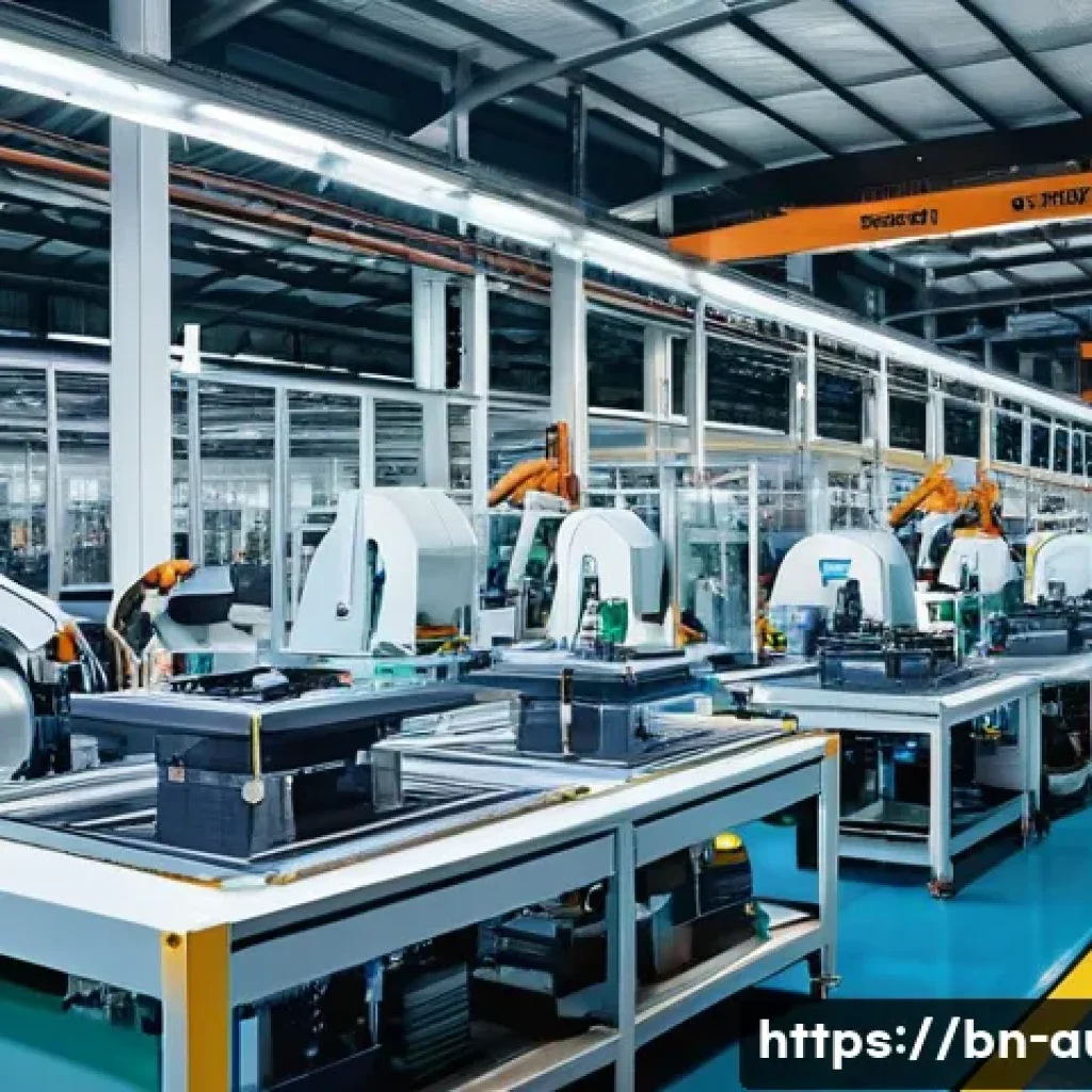공장자동화 소프트웨어 시장 분석 - A modern factory floor showcasing advanced automation technology in the Bengali industrial sector: r...